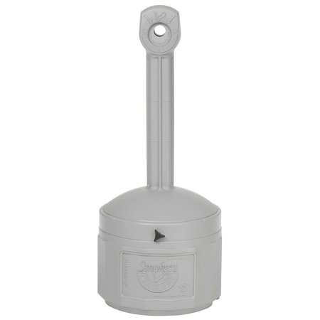 Cease-Fire. JUSTRITE Cease-Fire Cigarette Butt Receptacle - 16-1/2 Dia.x38-1/2H - 4-Gallon Capacity - Gray 26800